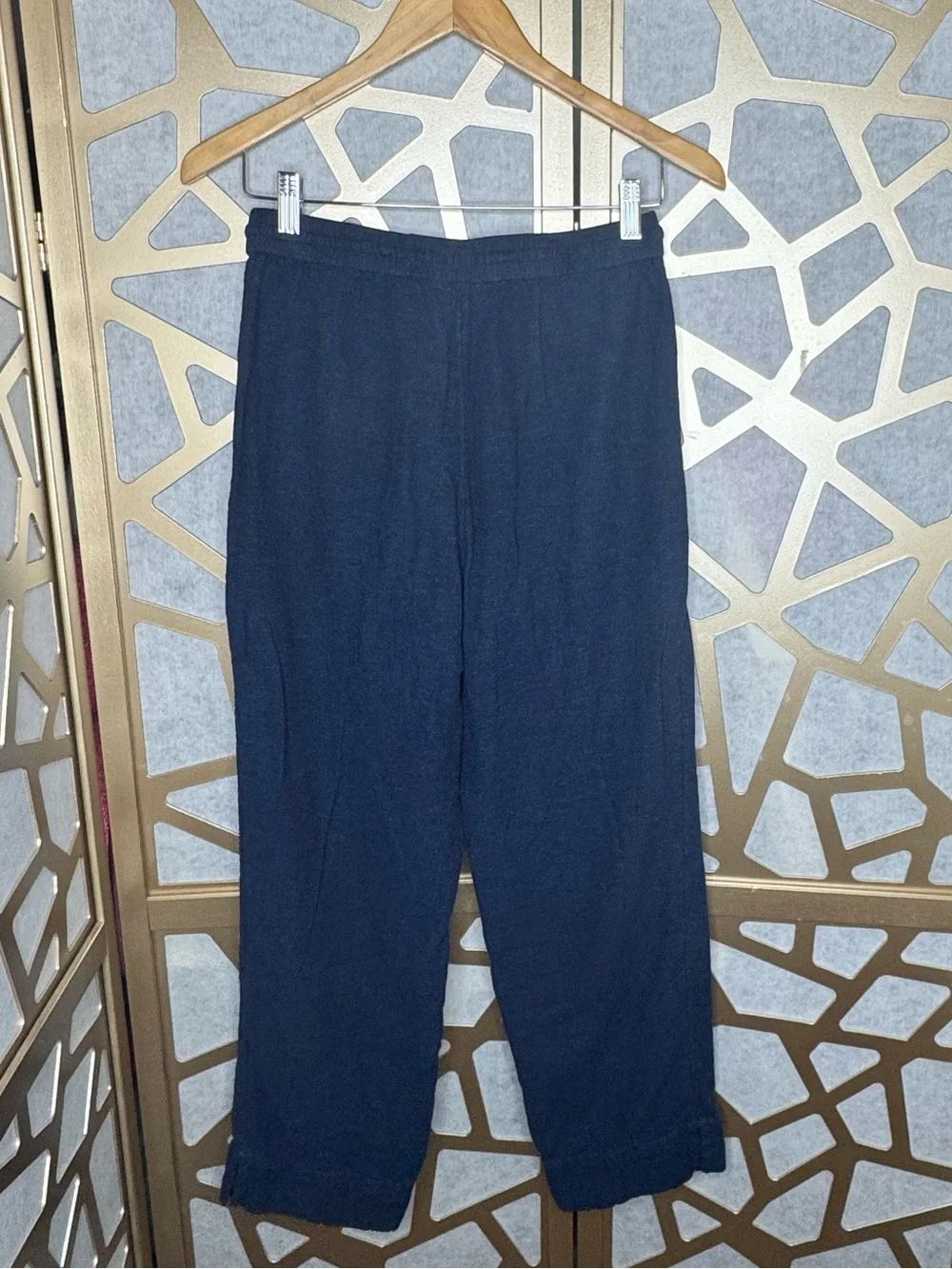 Banana Republic Straight High-Rise Linen Blend Pull-On Pants | Navy | XS